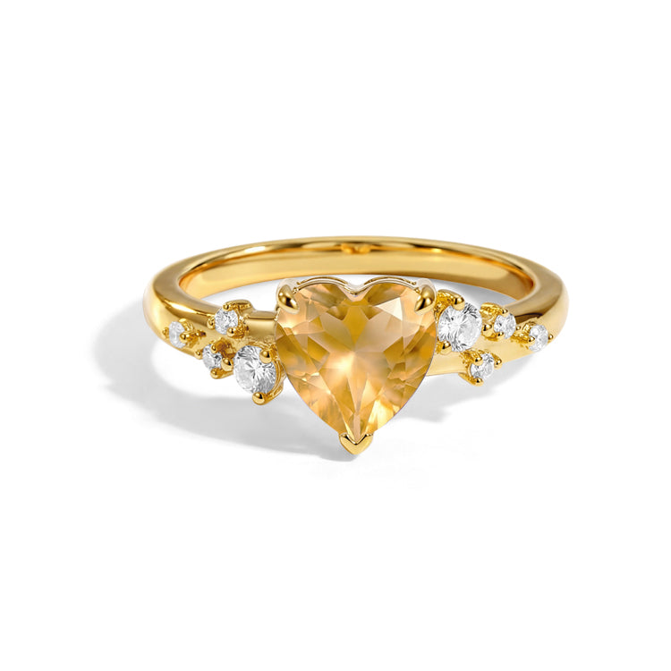 Ornate Citrine Heart Statement Ring