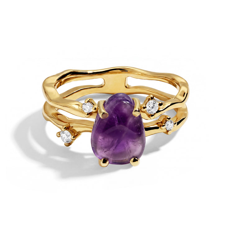 Asymmetrical Amethyst Stack Ring