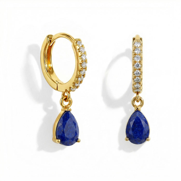 Lapis Lazuli Hoop Earrings - Awareness