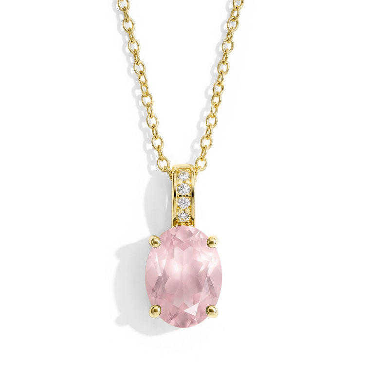 Rose Quartz Necklace - Oval