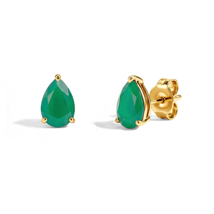 Pear-shaped Green Agate Earrings