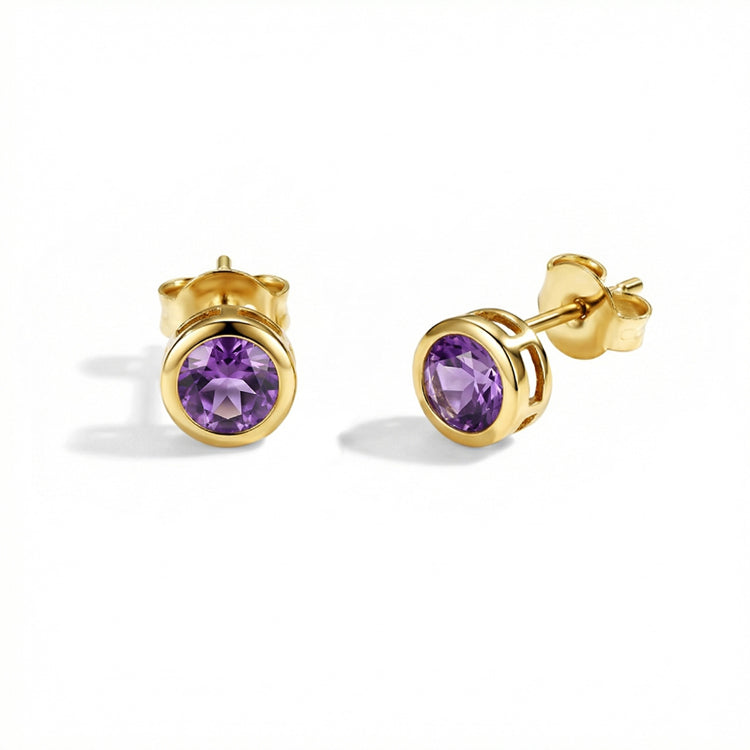 Amethyst Stud Earrings - Stackable