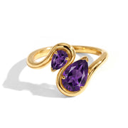 Pear Amethyst Stacking Ring