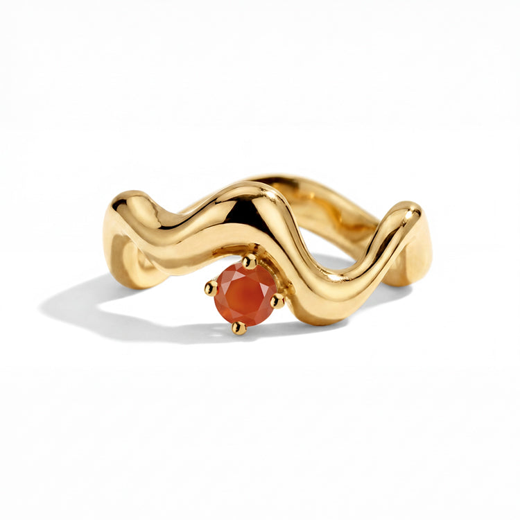 Wave Carnelian Statement Ring