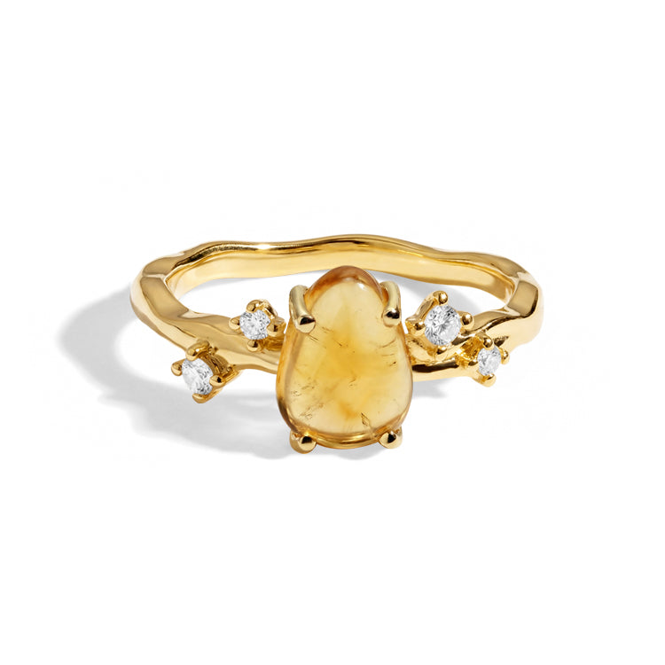 Rough Citrine Twig Ring