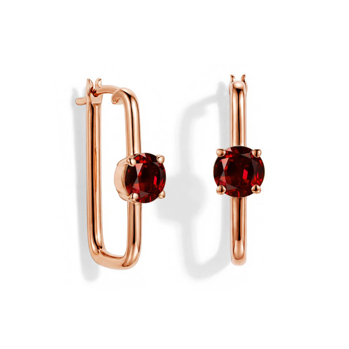 Large Garnet Hoop Earrings