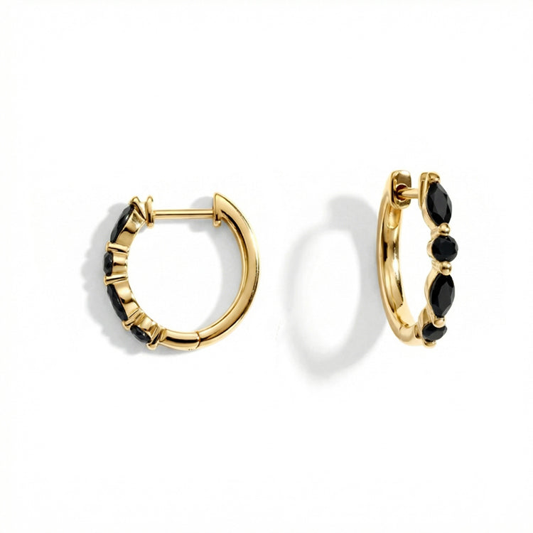 Black Onyx Huggies Earrings - Elegant