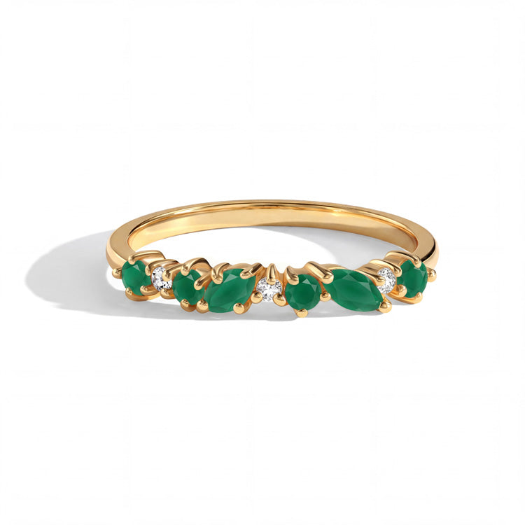Alternating Green Agate Stacking Ring