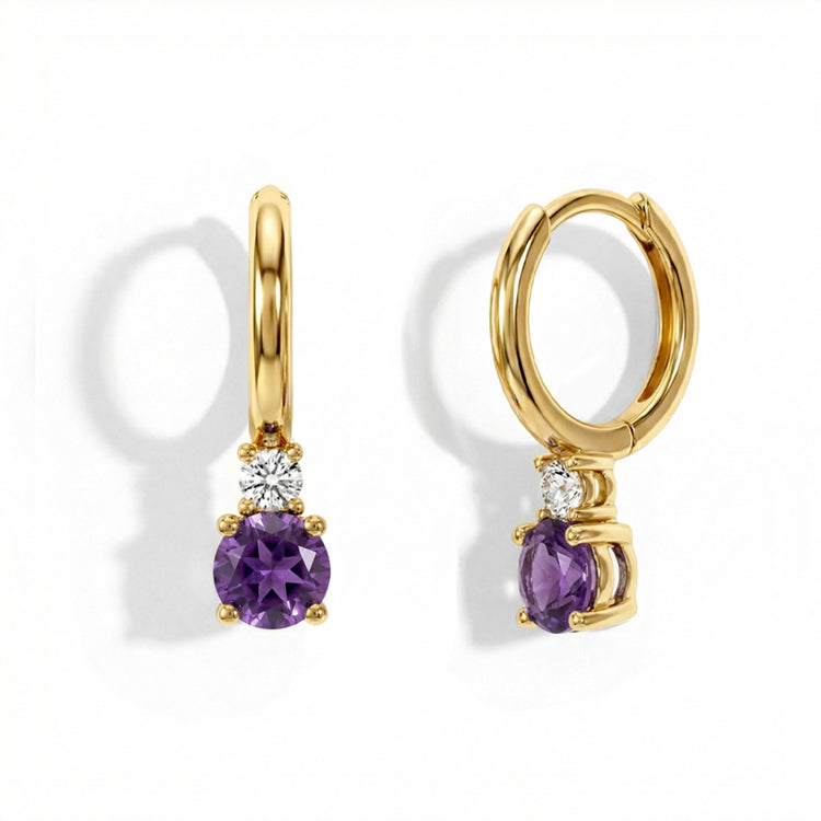 Amethyst Round Hoop Earrings