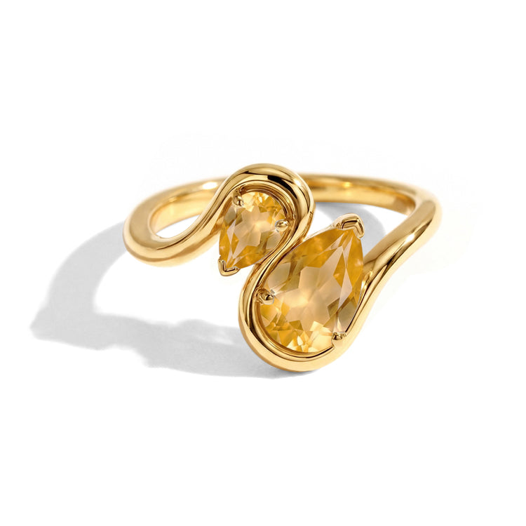 Pear Citrine Stacking Ring