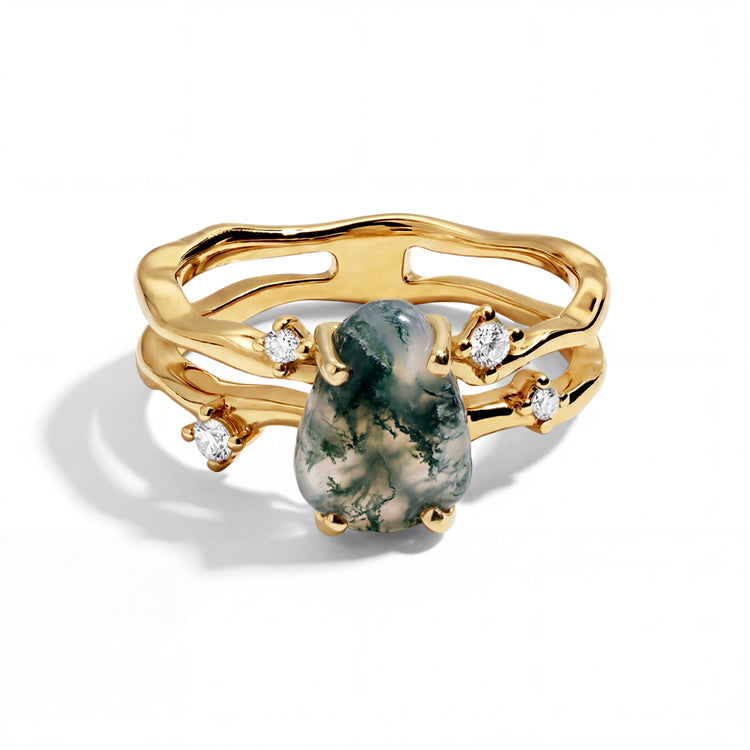 Moss Agate Stack Ring