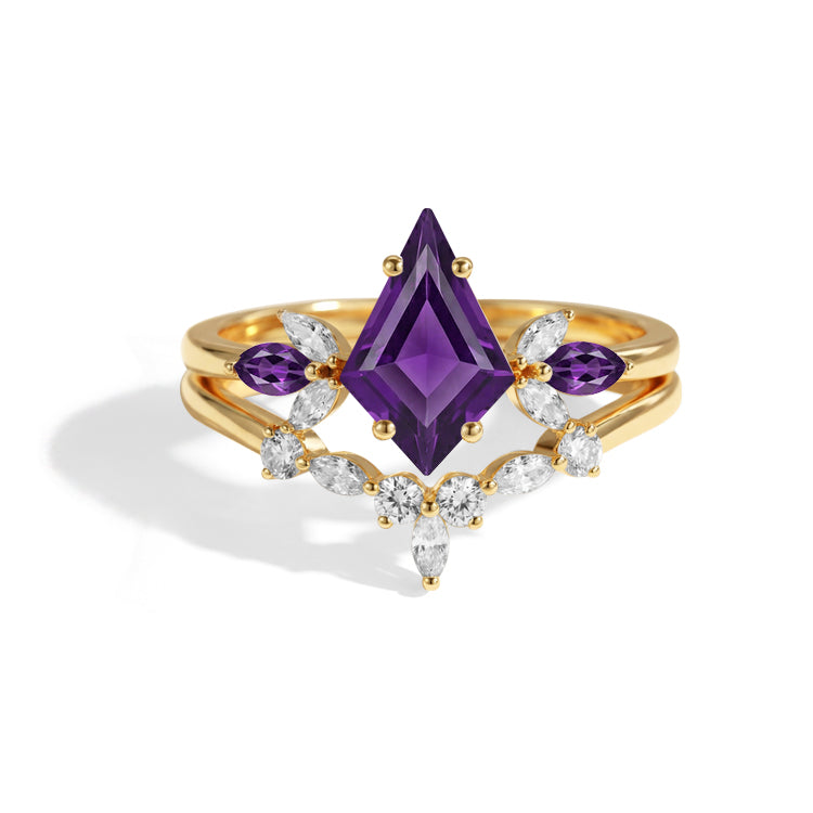 Kite Cut Amethyst Ring Set
