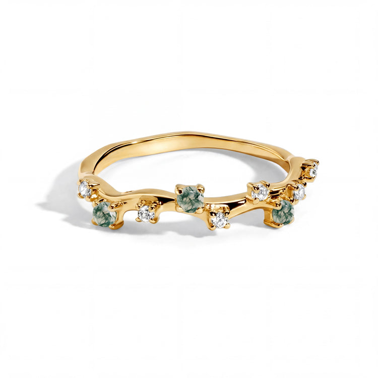 Dainty Moss Agate Stacking Ring