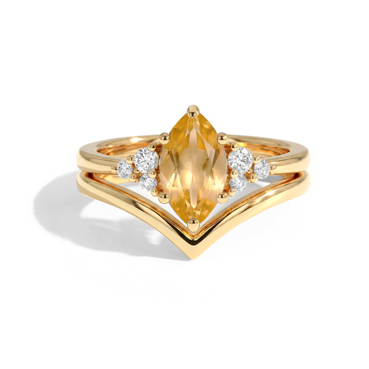 Citrine V-Shaped Ring Set
