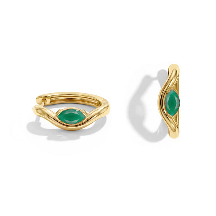 Twisted Green Agate Huggies Earrings