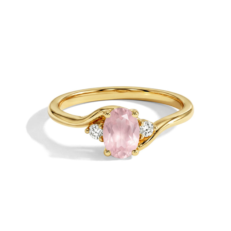 Oval Rose Quartz Twist Band Ring