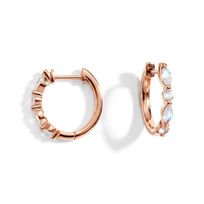 Moonstone Hoop Huggies Earrings