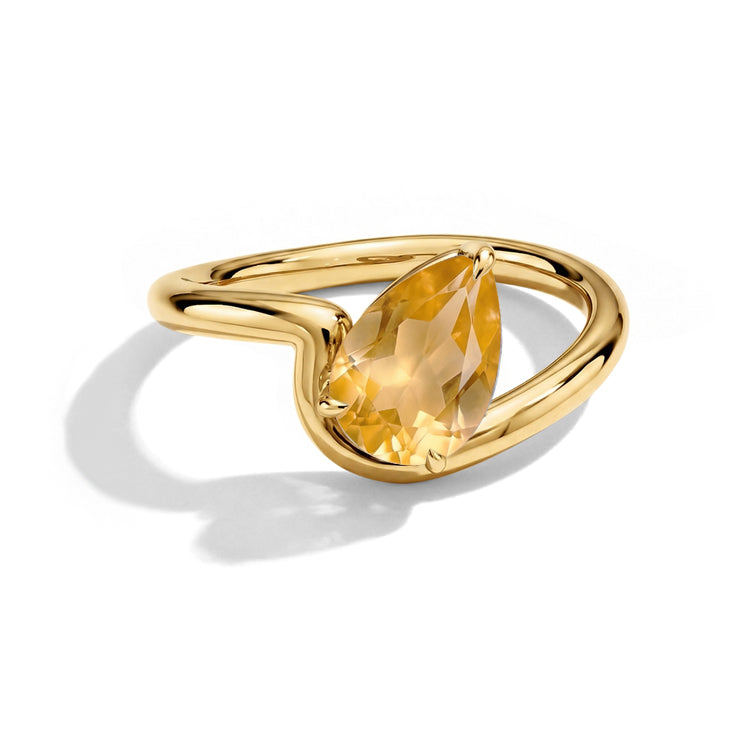 Contemporary Pear Citrine Ring