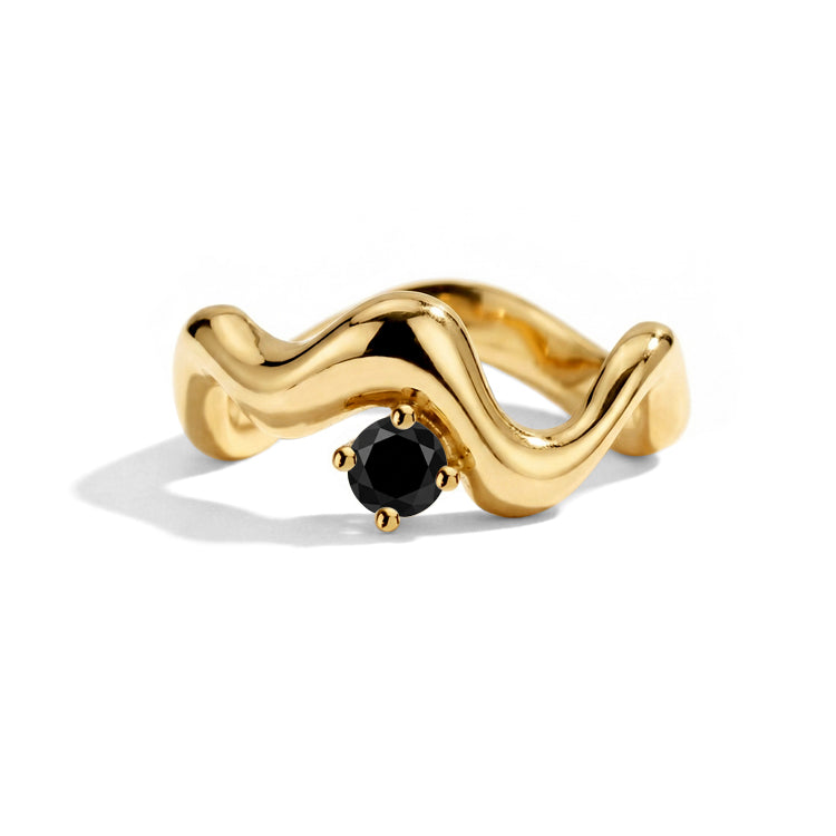 Wave Black Onyx Statement Ring