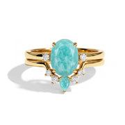 Oval Amazonite Bridal Ring Set