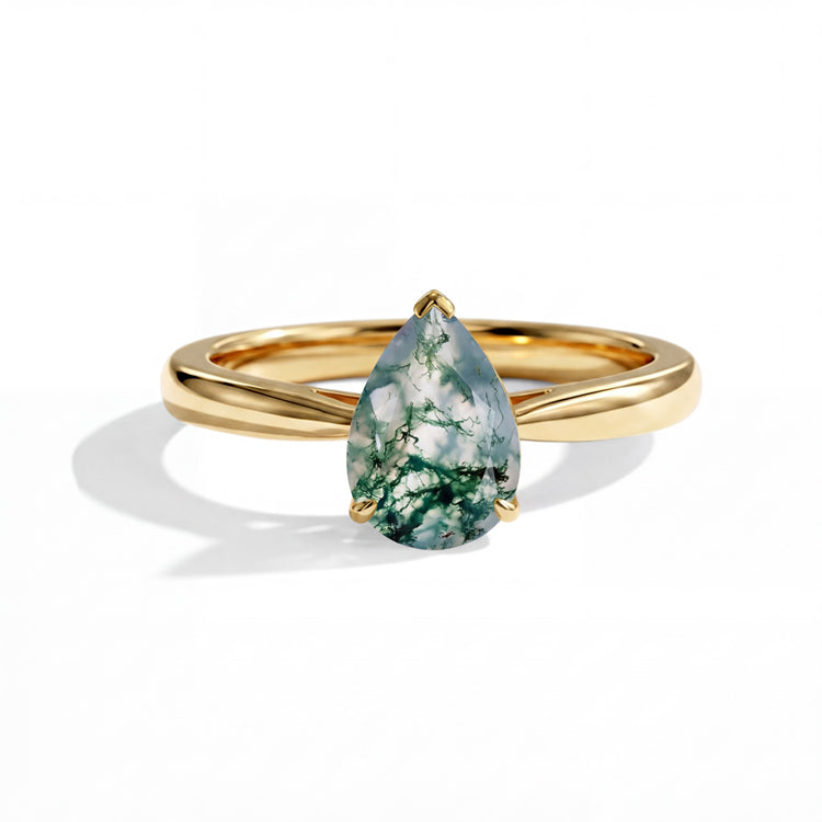 Bypass Band Moss Agate Ring