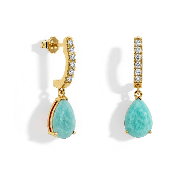 Amazonite Dorp Earrings - Teardrops