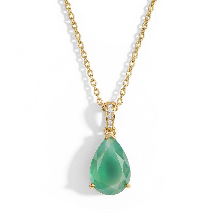 Green Agate Necklace - Pear