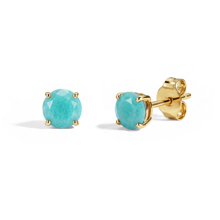Amazonite Round Stud Earrings