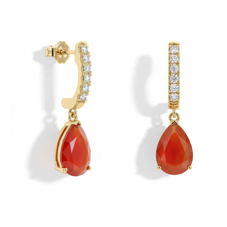 Carnelian Dorp Earrings - Teardrops