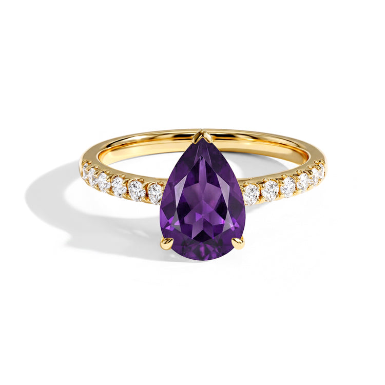 Teardrop Amethyst Promise Ring