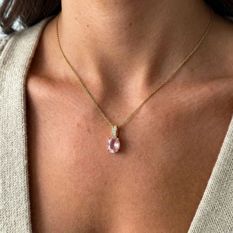Rose Quartz Necklace - Oval