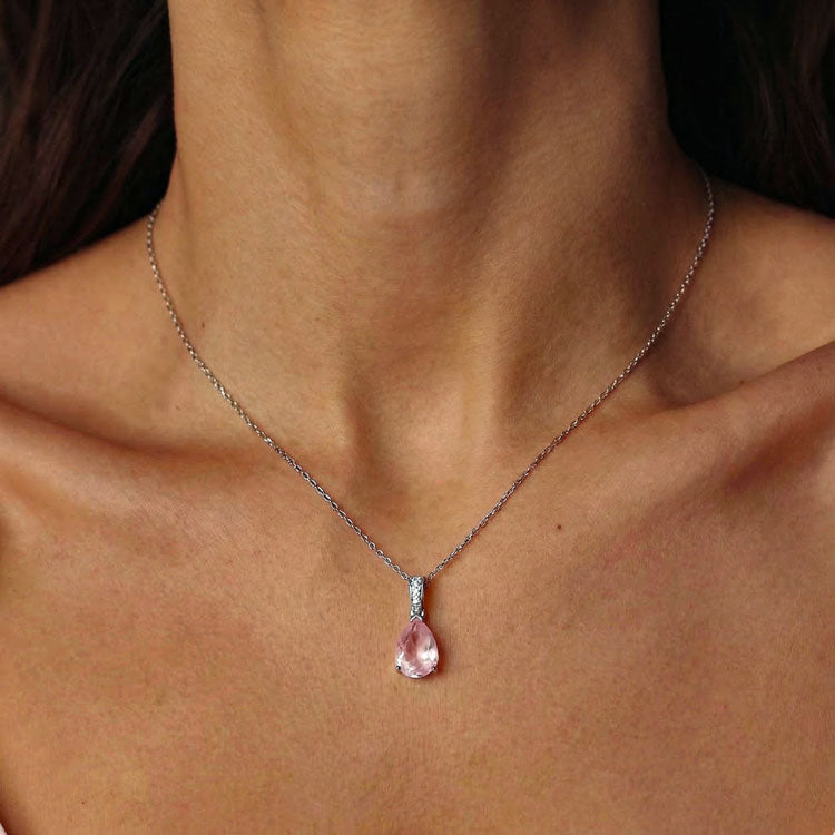 Rose Quartz Necklace - Pear