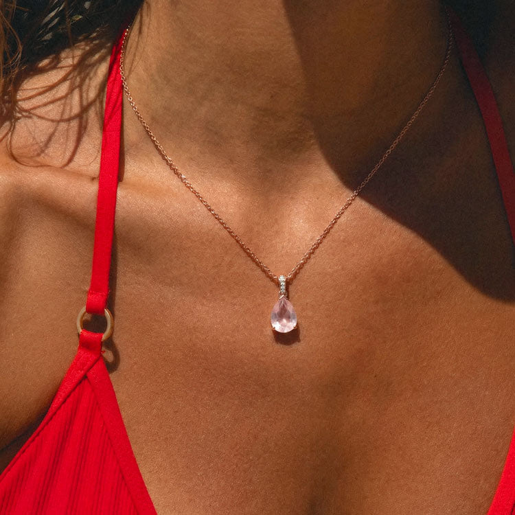 Rose Quartz Necklace - Pear