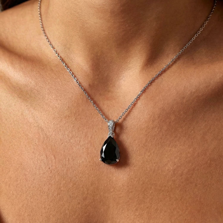 Black Onyx Necklace - Pear