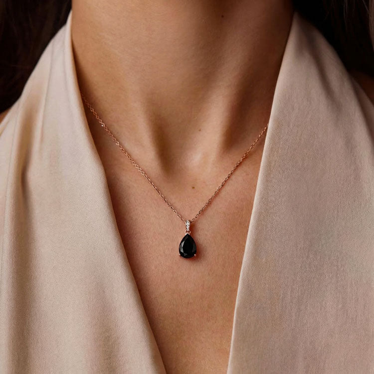 Black Onyx Necklace - Pear