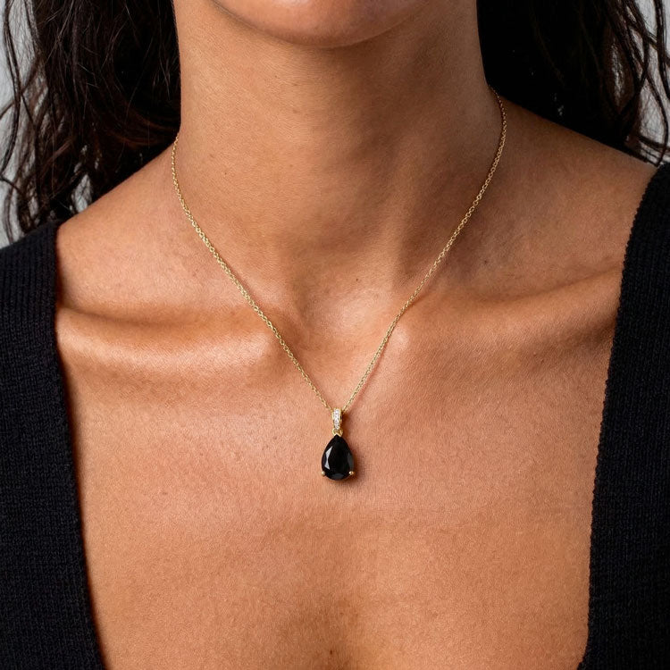 Black Onyx Necklace - Pear