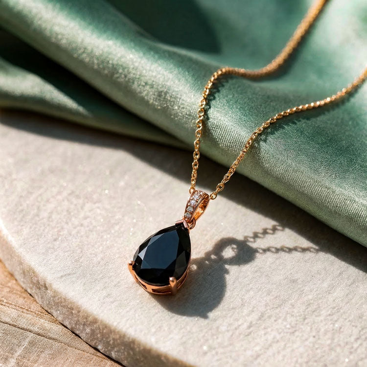 Black Onyx Necklace - Pear