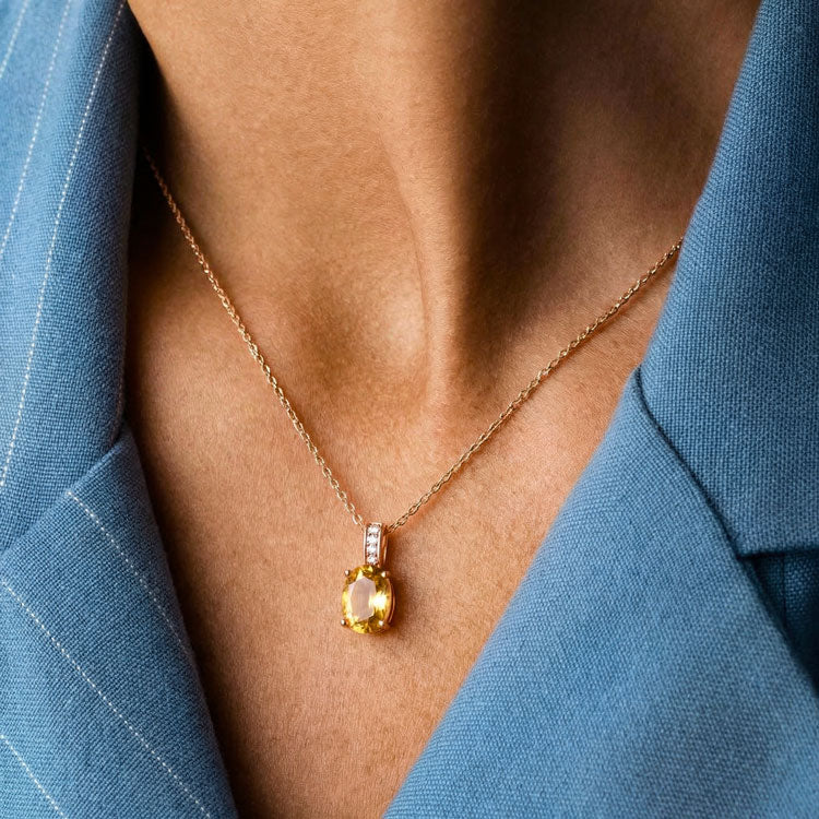Citrine Necklace - Oval