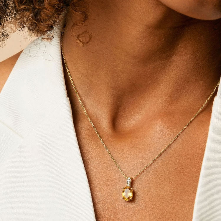 Citrine Necklace - Oval