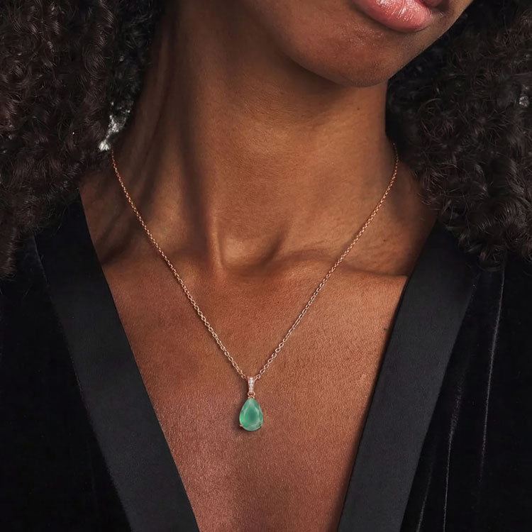 Green Agate Necklace - Pear