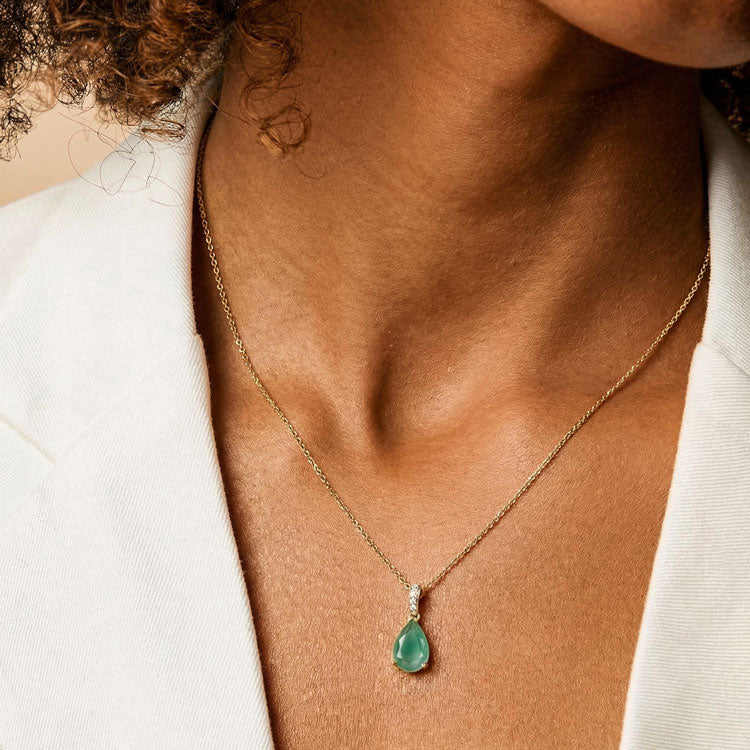 Green Agate Necklace - Pear
