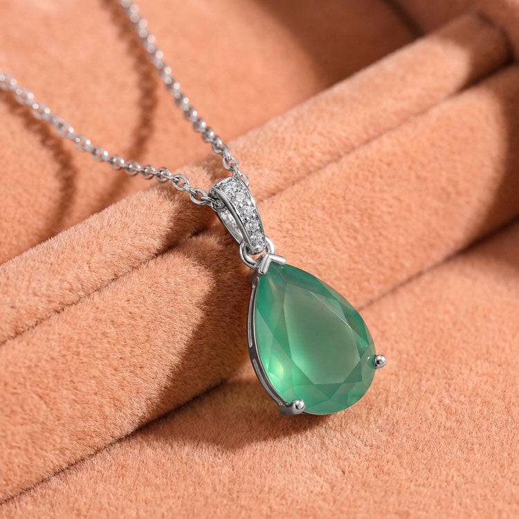 Green Agate Necklace - Pear