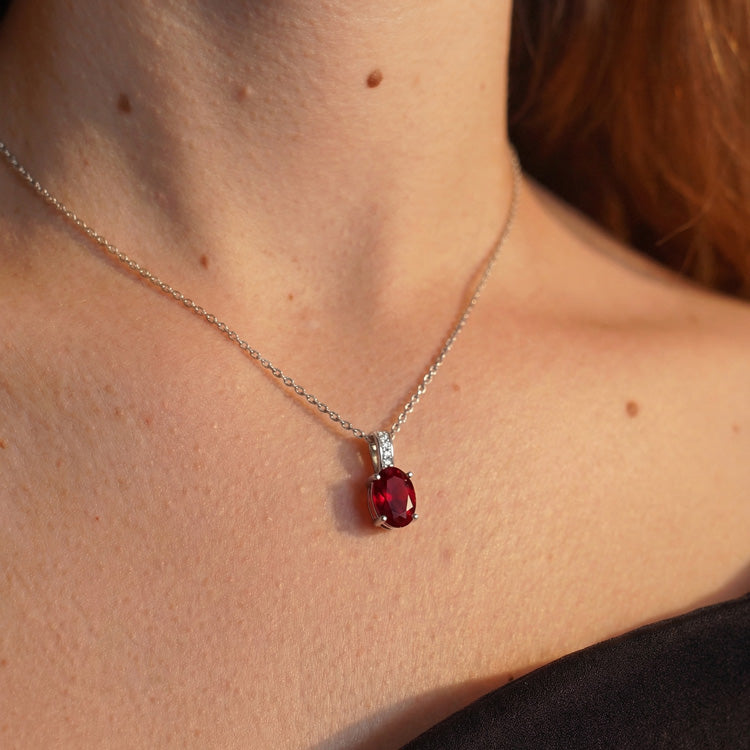 Garnet Necklace - Oval