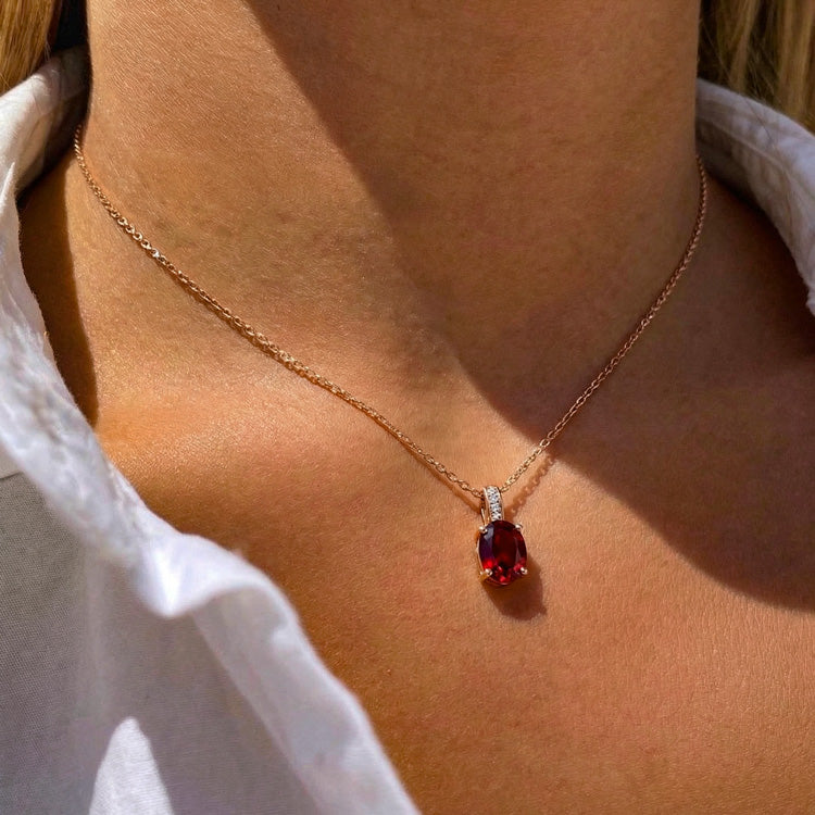 Garnet Necklace - Oval