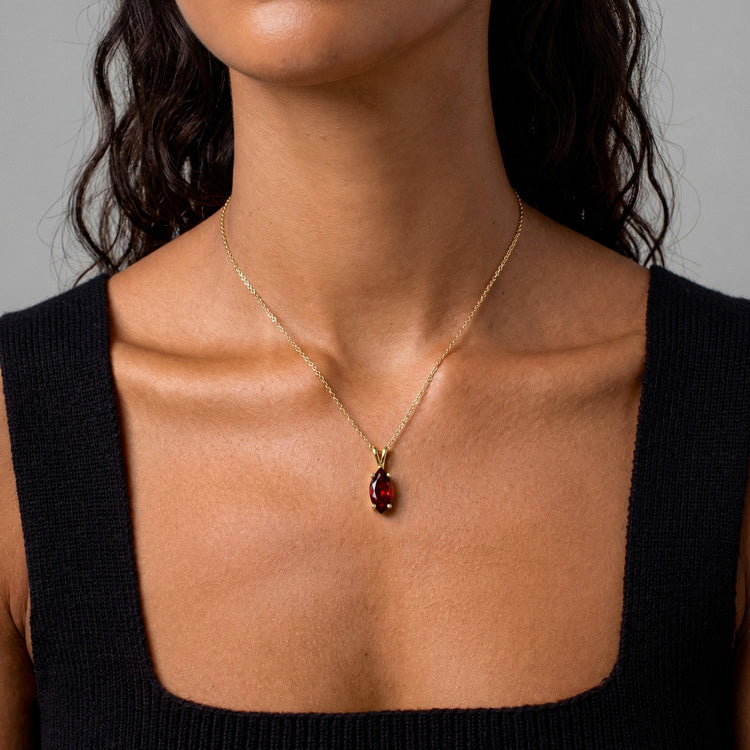 Garnet Necklace - Marquise