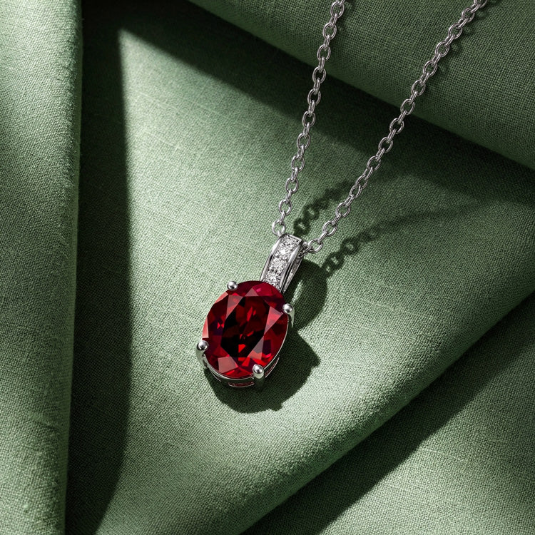 Garnet Necklace - Oval