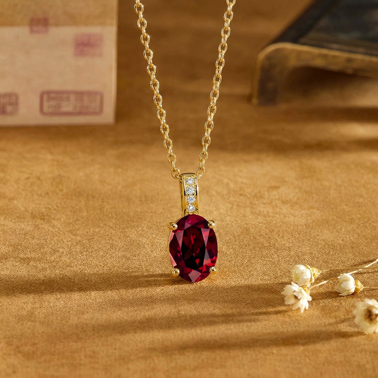 Garnet Necklace - Oval