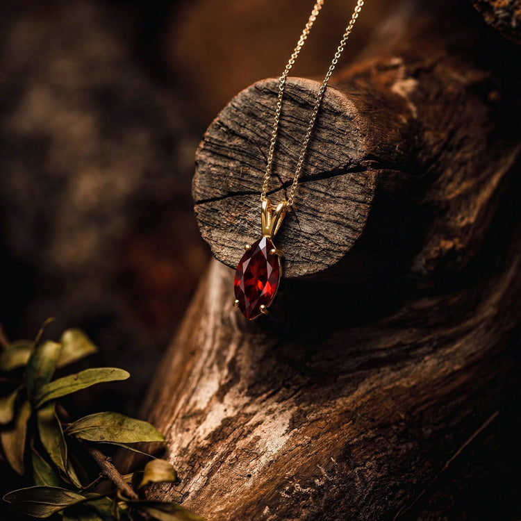 Garnet Necklace - Marquise