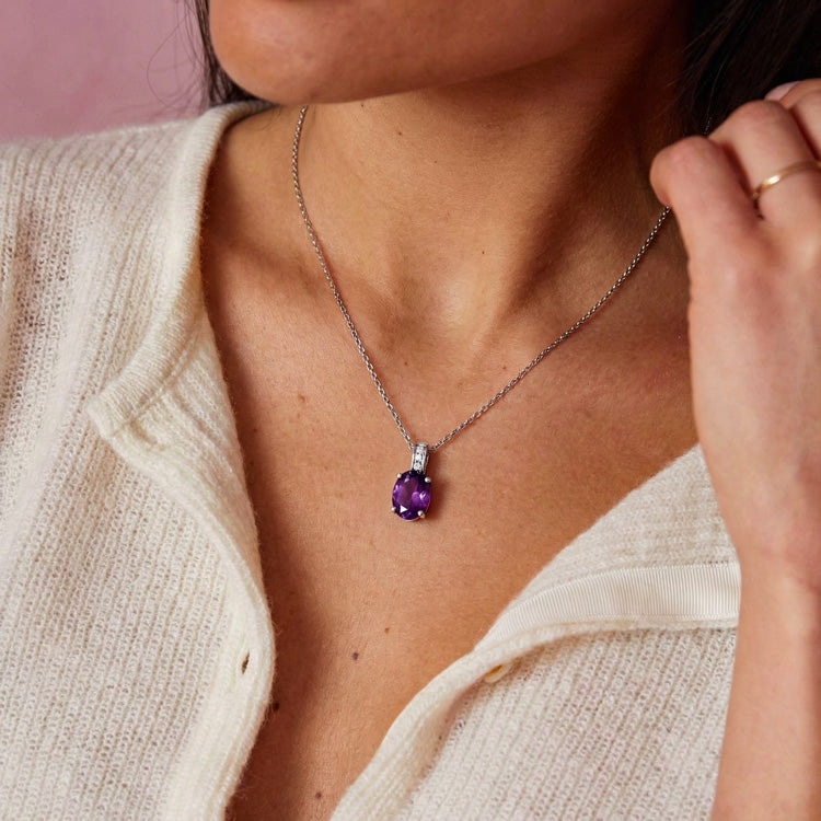 Amethyst Necklace - Oval