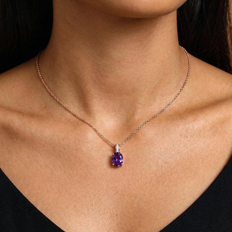 Amethyst Necklace - Oval